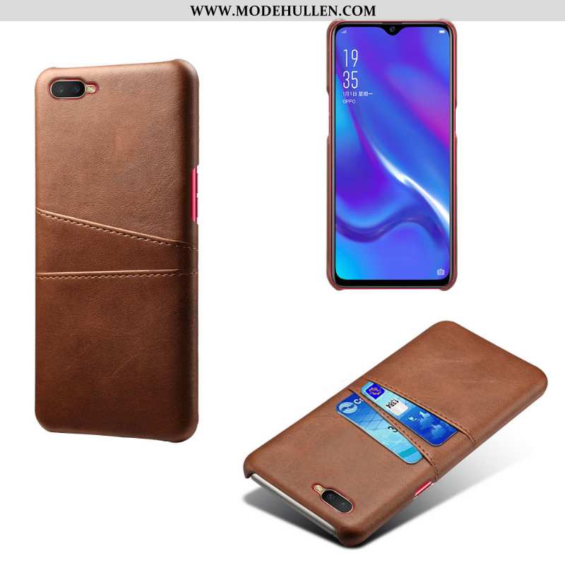 Hülle Oppo Rx17 Neo Leder Schutz Case Karte Handy Grau