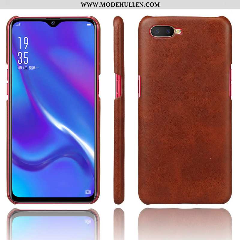 Hülle Oppo Rx17 Neo Leder Trend Case Braun Schutz Handy