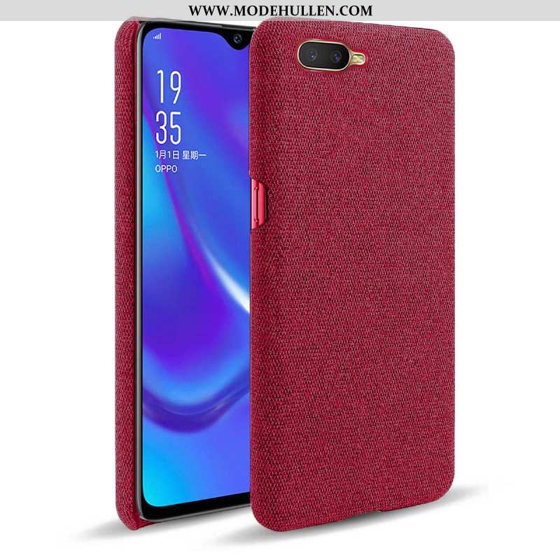 Hülle Oppo Rx17 Neo Schutz Case Stoff Handy Weinrot Anti-sturz Burgund