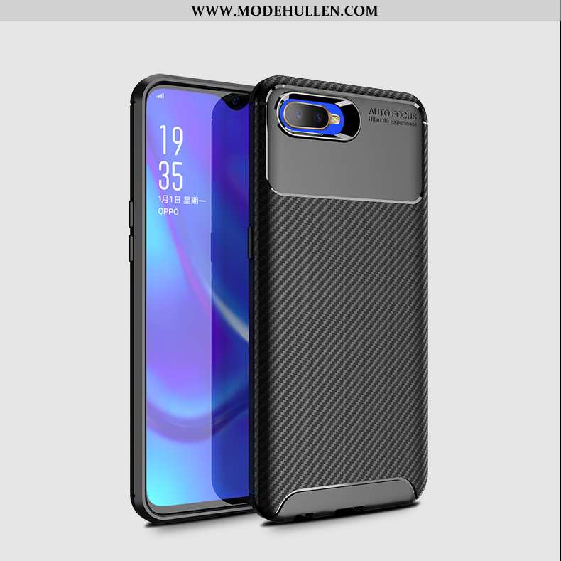 Hülle Oppo Rx17 Neo Schutz Muster Faser High-end Case Silikon Handy Schwarz