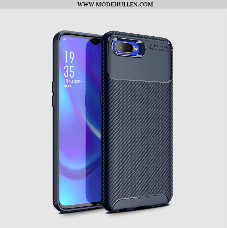 Hülle Oppo Rx17 Neo Schutz Muster Faser High-end Case Silikon Handy Schwarz