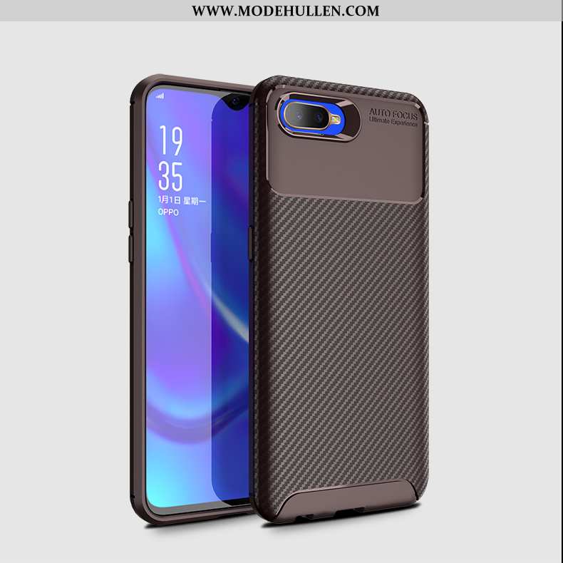 Hülle Oppo Rx17 Neo Schutz Muster Faser High-end Case Silikon Handy Schwarz