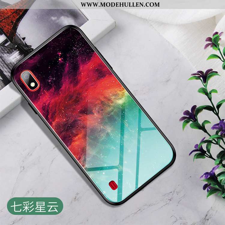 Hülle Samsung Galaxy A10 Glas Schutz Dunkelblau Handy Sterne Case