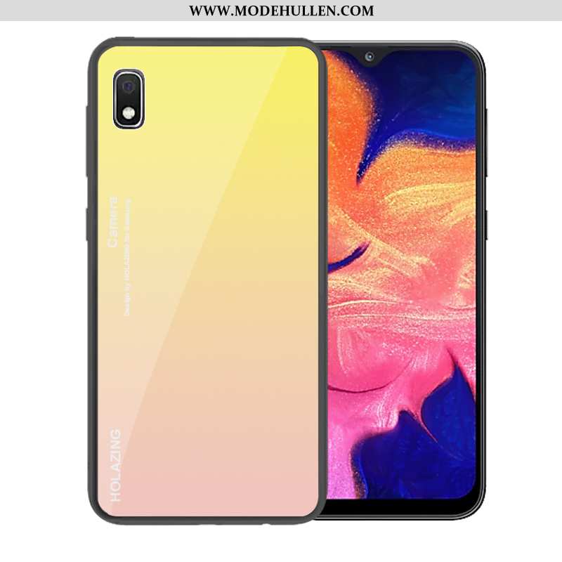 Hülle Samsung Galaxy A10 Schutz Glas Case Trend Dunkelblau Sterne