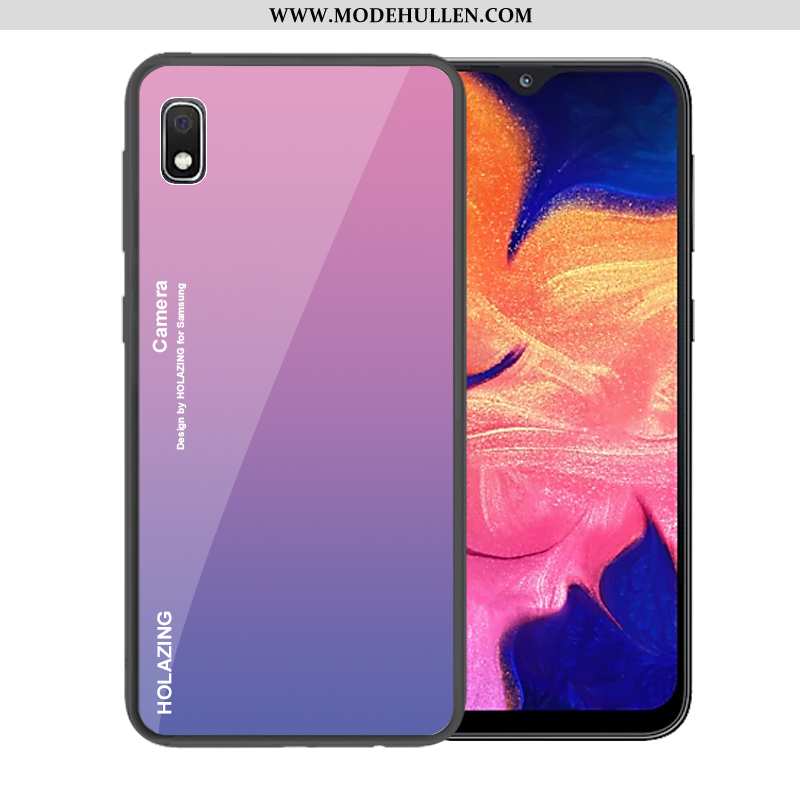 Hülle Samsung Galaxy A10 Schutz Glas Case Trend Dunkelblau Sterne