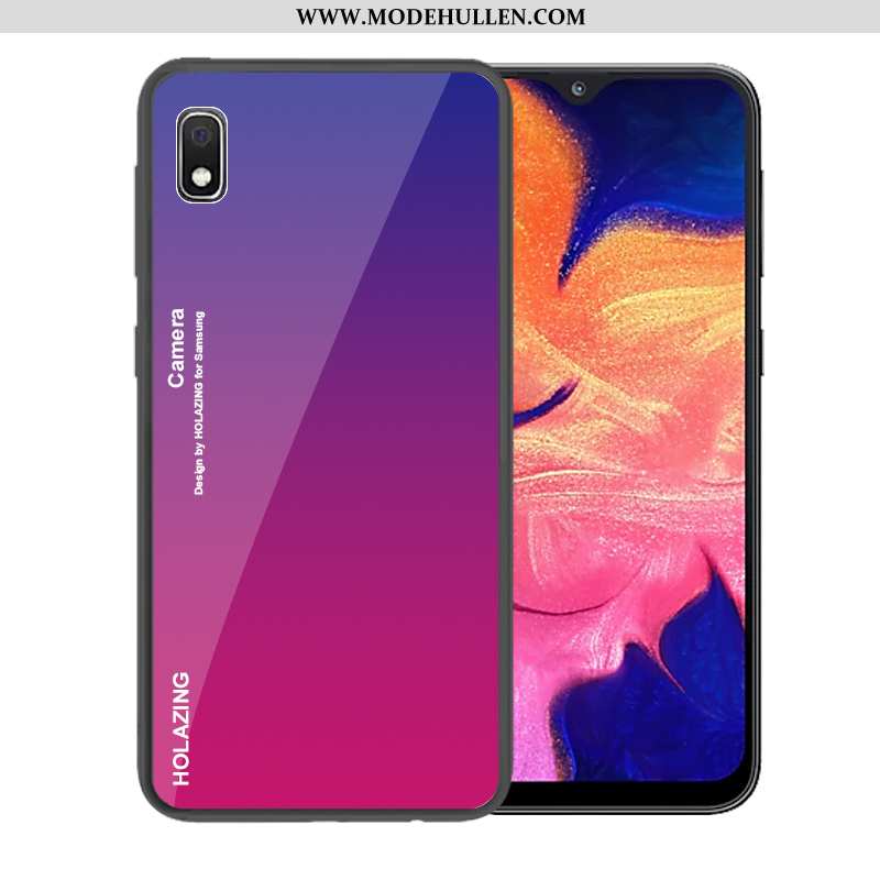 Hülle Samsung Galaxy A10 Schutz Glas Case Trend Dunkelblau Sterne