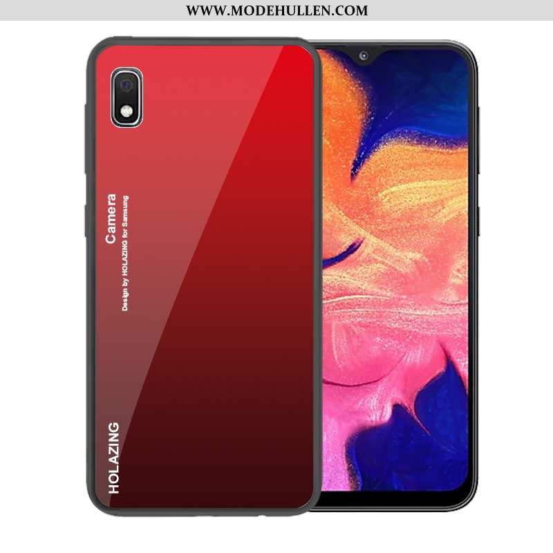 Hülle Samsung Galaxy A10 Schutz Glas Case Trend Dunkelblau Sterne