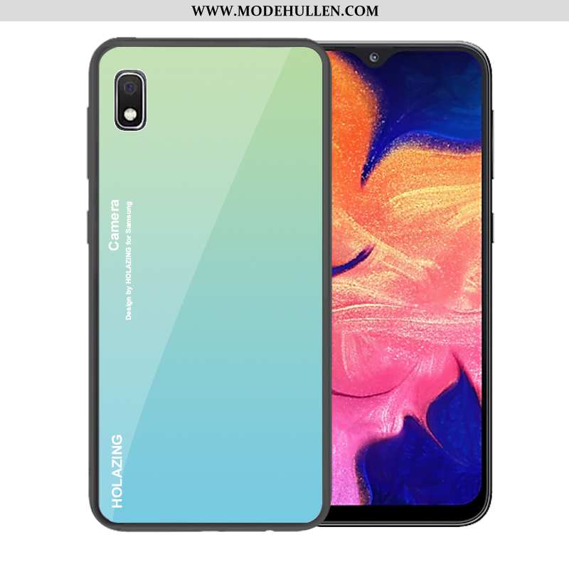 Hülle Samsung Galaxy A10 Schutz Glas Case Trend Dunkelblau Sterne