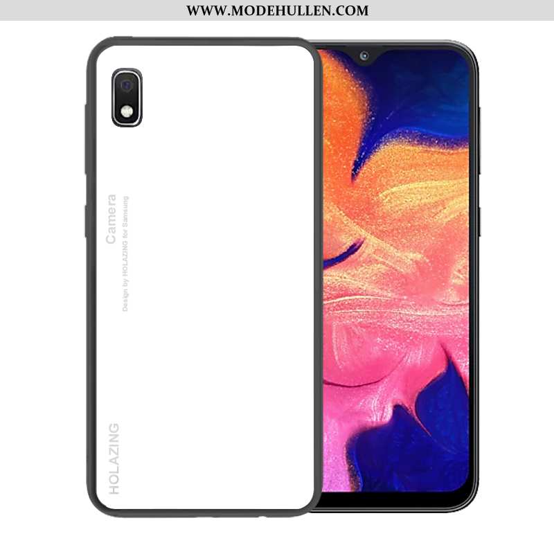 Hülle Samsung Galaxy A10 Schutz Glas Case Trend Dunkelblau Sterne