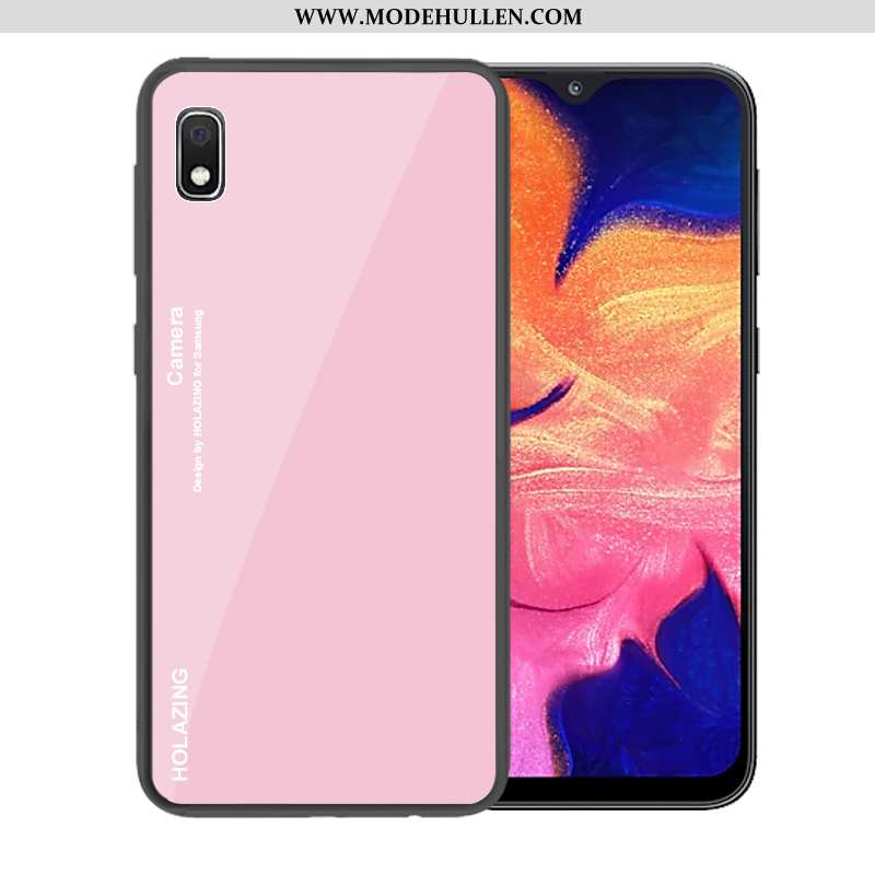 Hülle Samsung Galaxy A10 Schutz Glas Case Trend Dunkelblau Sterne