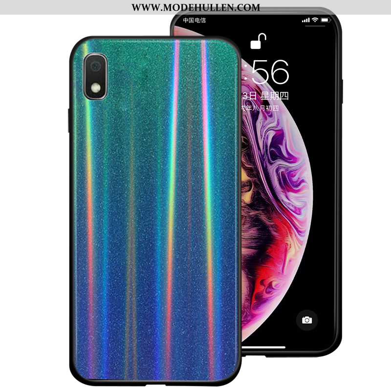 Hülle Samsung Galaxy A10 Schutz Glas Sterne Handy Einfassung Grün