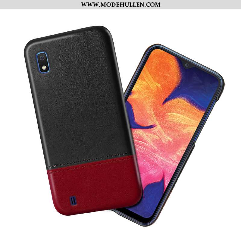 Hülle Samsung Galaxy A10 Schutz Leder Case Trend Verschleißfeste Anti-sturz Schwarz