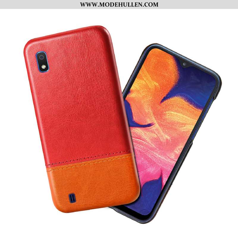 Hülle Samsung Galaxy A10 Schutz Leder Case Trend Verschleißfeste Anti-sturz Schwarz