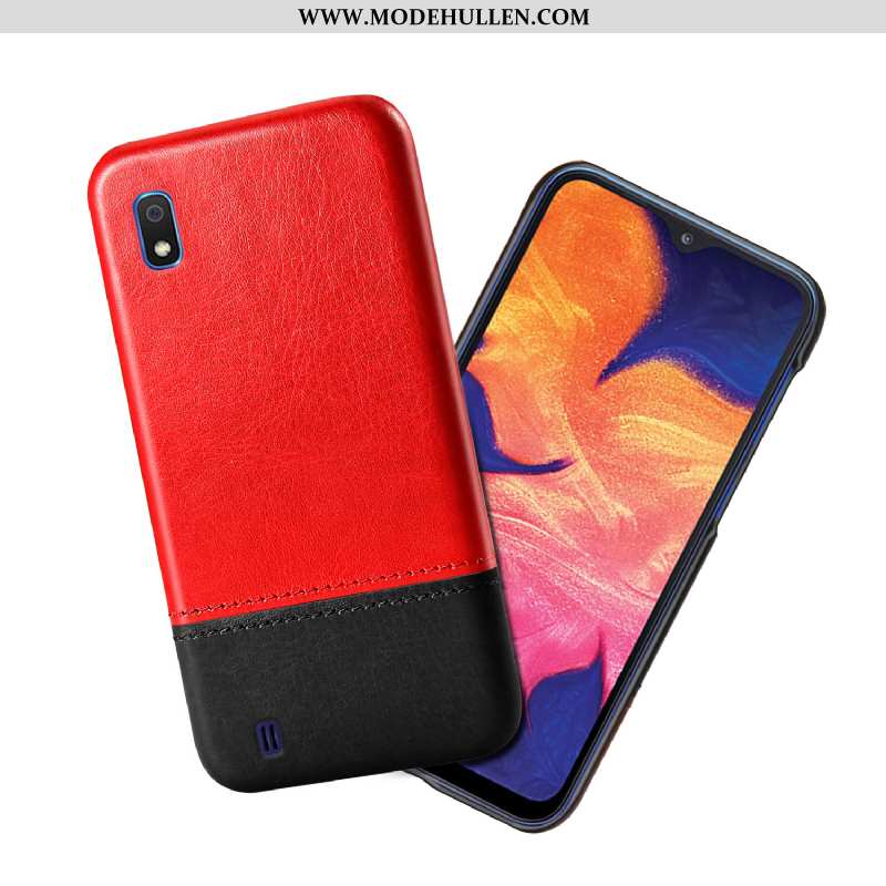 Hülle Samsung Galaxy A10 Schutz Leder Case Trend Verschleißfeste Anti-sturz Schwarz