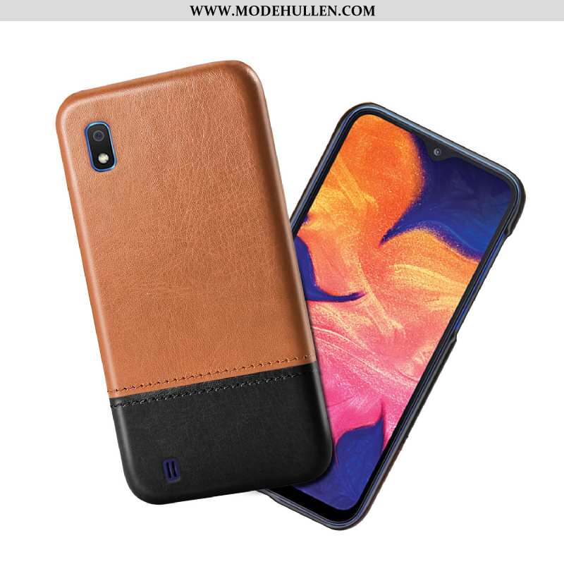 Hülle Samsung Galaxy A10 Schutz Leder Case Trend Verschleißfeste Anti-sturz Schwarz