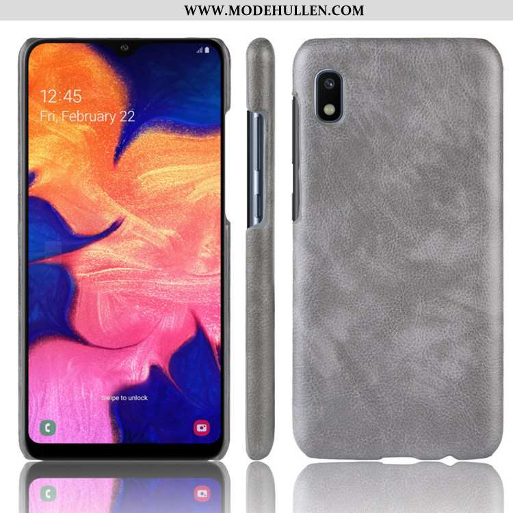 Hülle Samsung Galaxy A10 Schutz Leder Schwer Rot Muster Handy Litchi Rote