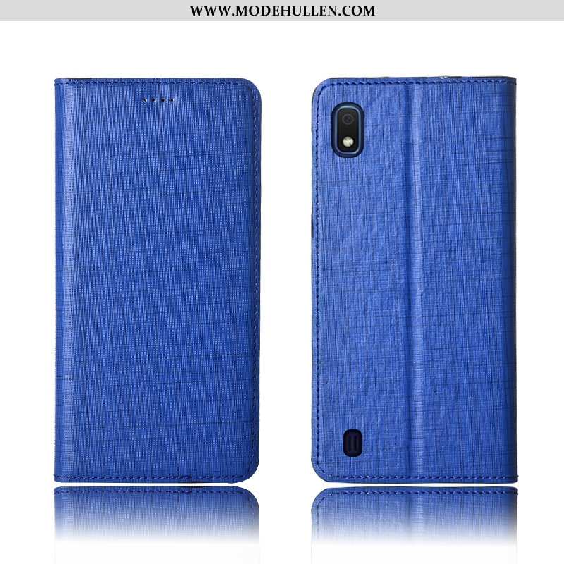 Hülle Samsung Galaxy A10 Schutz Lederhülle Weiche Echt Leder Handy Neu Anti-sturz Blau