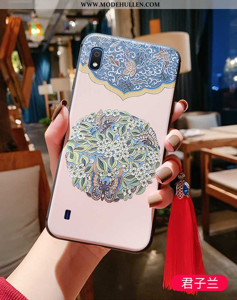 Hülle Samsung Galaxy A10 Schutz Prägung Super Chinesische Art Blau Wind Handy