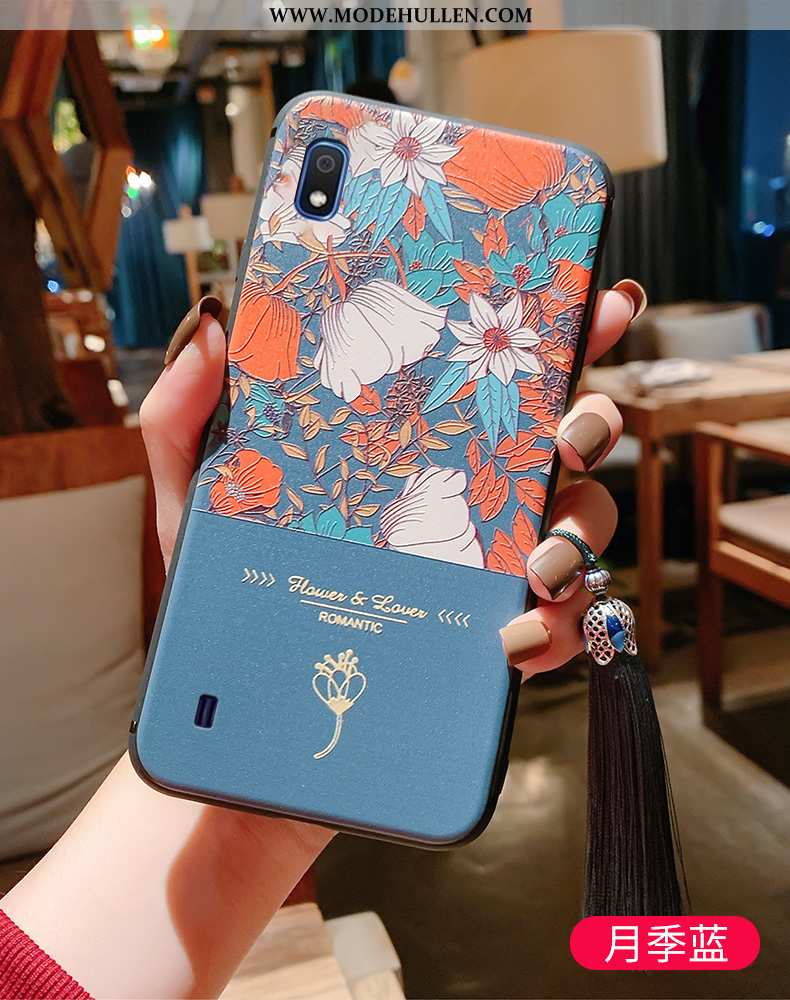 Hülle Samsung Galaxy A10 Schutz Prägung Super Chinesische Art Blau Wind Handy