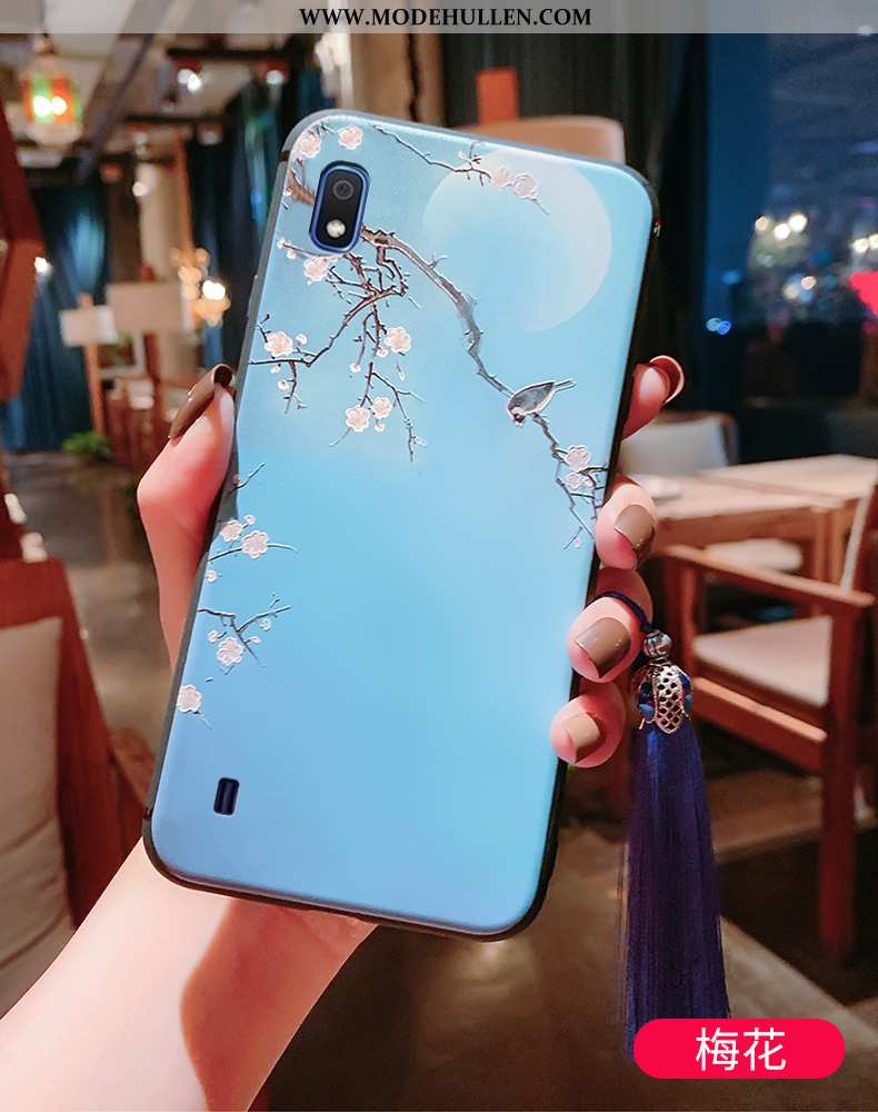 Hülle Samsung Galaxy A10 Schutz Prägung Super Chinesische Art Blau Wind Handy