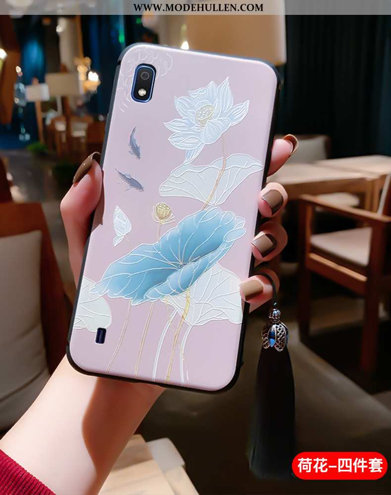 Hülle Samsung Galaxy A10 Schutz Prägung Weiche Anti-sturz Dünne Chinesische Art Blau