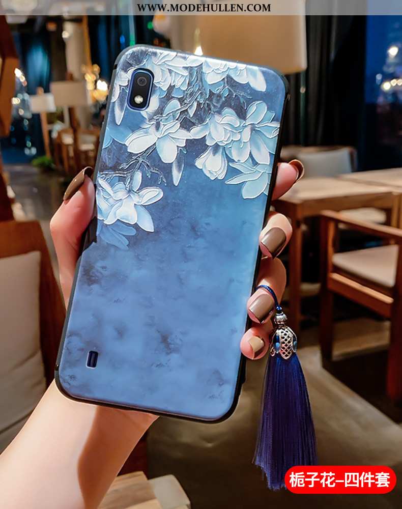 Hülle Samsung Galaxy A10 Schutz Prägung Weiche Anti-sturz Dünne Chinesische Art Blau