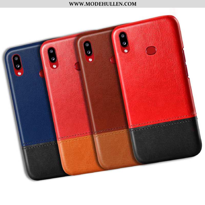 Hülle Samsung Galaxy A10s Leder Sterne Rot Nähen Qualität Handy Rote