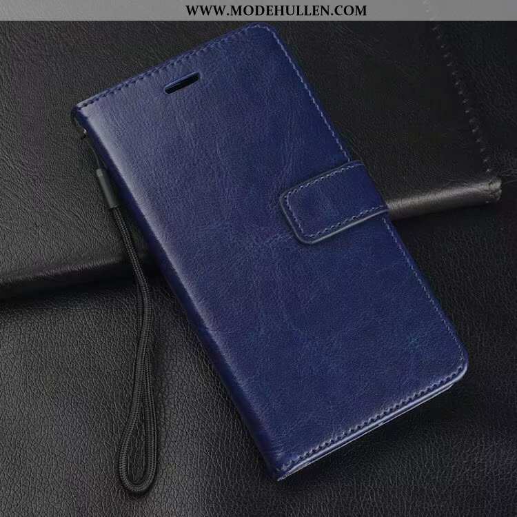 Hülle Samsung Galaxy A10s Lederhülle Hängende Verzierungen Geldbörse Blau Schutz