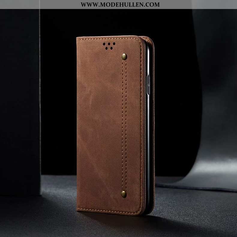 Hülle Samsung Galaxy A10s Lederhülle Silikon Karte Case Alles Inklusive Handy Braun