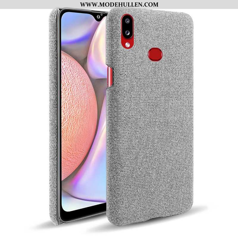 Hülle Samsung Galaxy A10s Schutz Schwer Stoff Grau Sterne Case