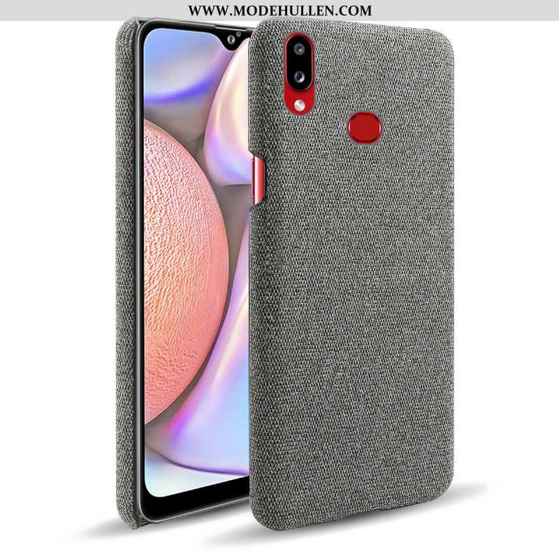 Hülle Samsung Galaxy A10s Schutz Schwer Stoff Grau Sterne Case