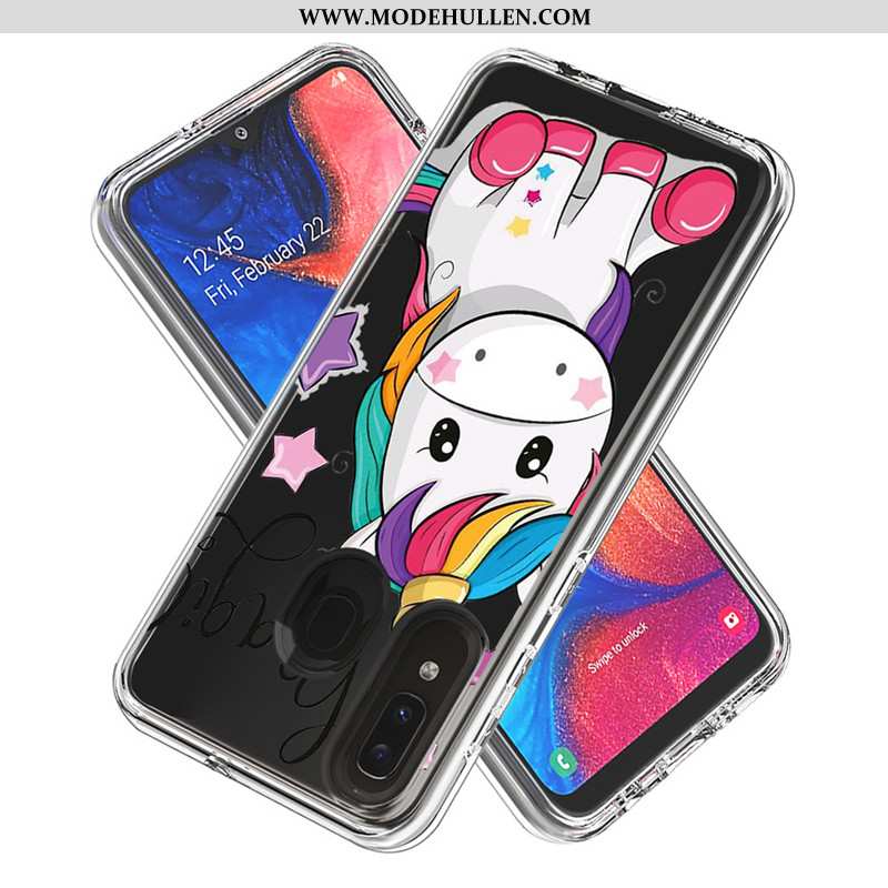 Hülle Samsung Galaxy A20e Karikatur Karte Handy Case Weiß Sterne Weiße