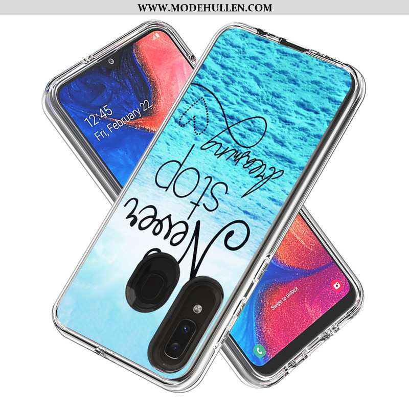 Hülle Samsung Galaxy A20e Karikatur Karte Handy Case Weiß Sterne Weiße