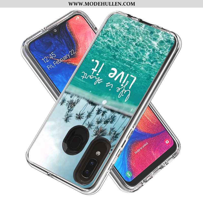 Hülle Samsung Galaxy A20e Karikatur Karte Handy Case Weiß Sterne Weiße