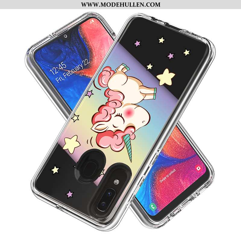 Hülle Samsung Galaxy A20e Karikatur Karte Handy Case Weiß Sterne Weiße