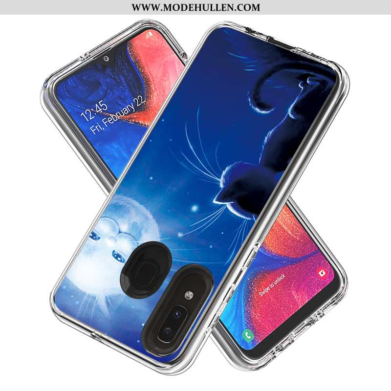 Hülle Samsung Galaxy A20e Karikatur Karte Handy Case Weiß Sterne Weiße