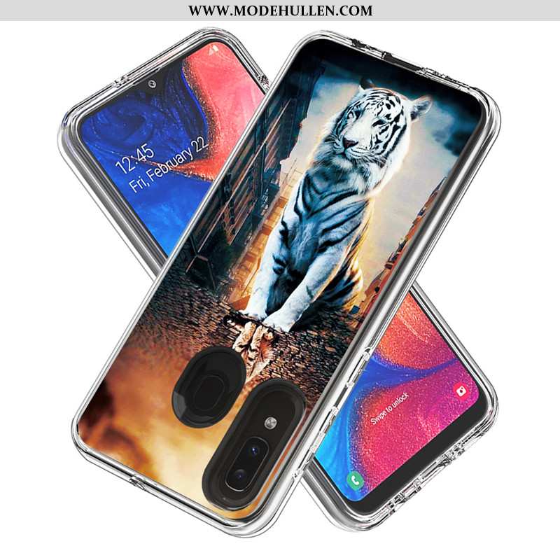 Hülle Samsung Galaxy A20e Karikatur Karte Handy Case Weiß Sterne Weiße