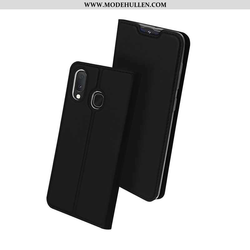 Hülle Samsung Galaxy A20e Lederhülle Schutz Case Karte Sterne Schwarz Handy