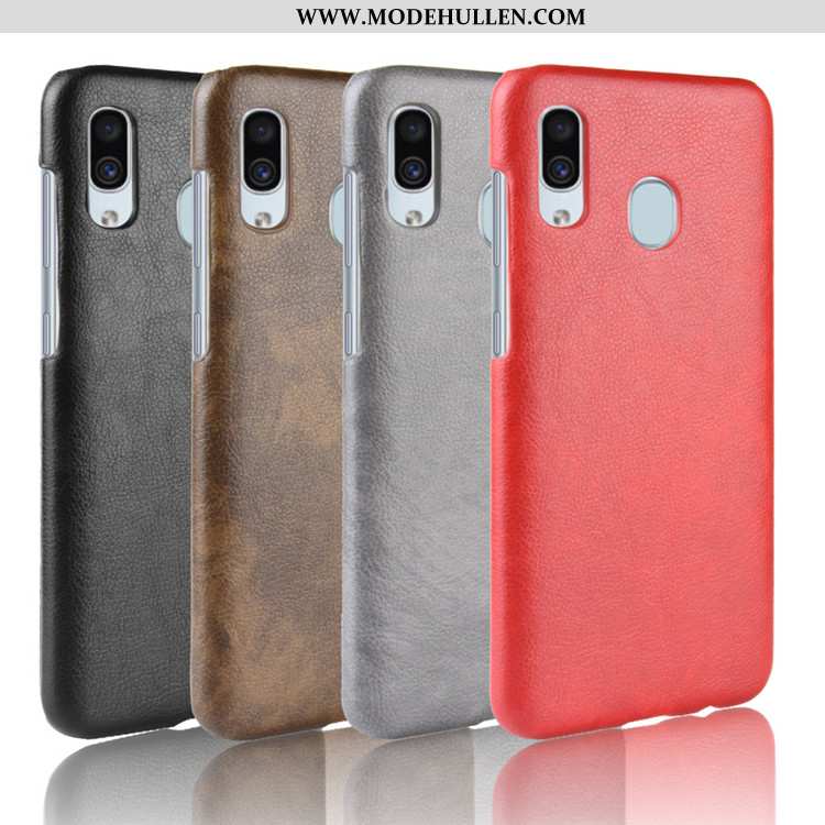 Hülle Samsung Galaxy A20e Schutz Leder Sterne Muster Litchi Case Rote