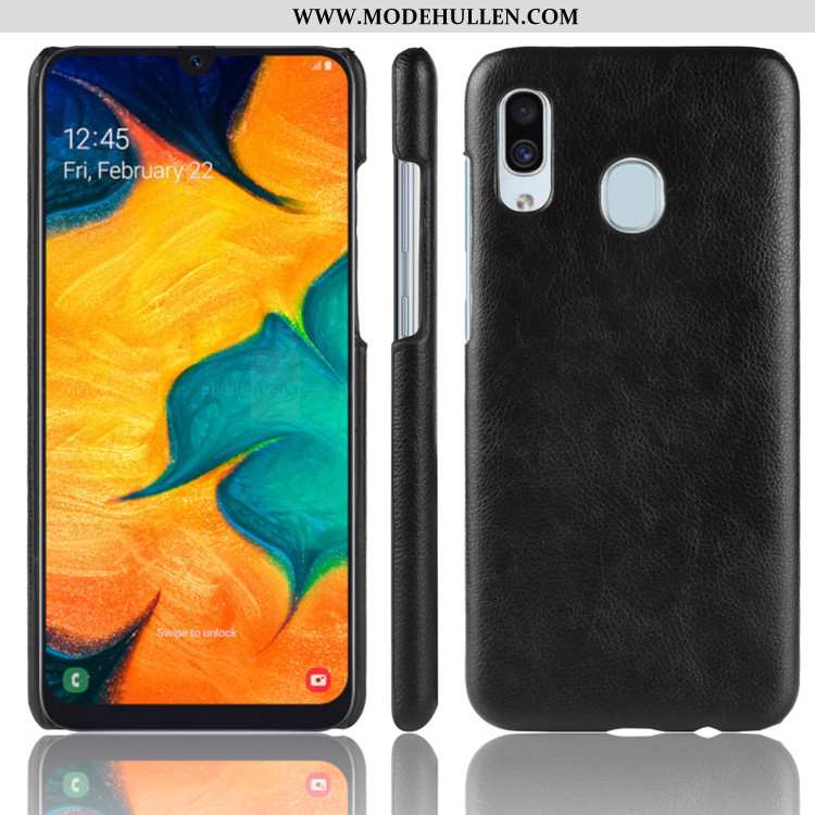 Hülle Samsung Galaxy A20e Schutz Leder Sterne Muster Litchi Case Rote