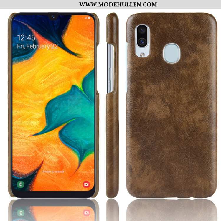 Hülle Samsung Galaxy A20e Schutz Leder Sterne Muster Litchi Case Rote