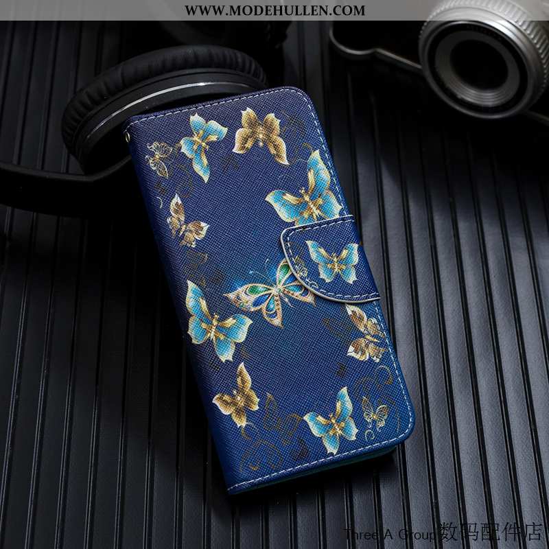 Hülle Samsung Galaxy A20e Schutz Lederhülle Einfassung Sterne Neu Case Blau