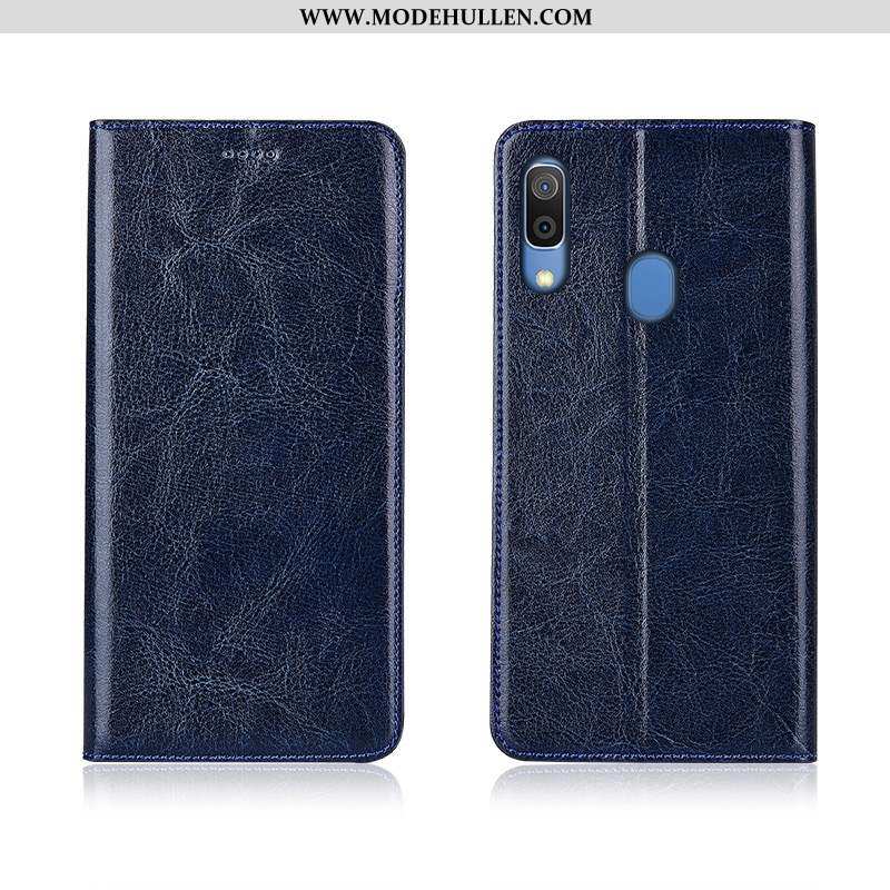 Hülle Samsung Galaxy A20e Silikon Schutz Anti-sturz Handy Clamshell Case Echt Leder Braun