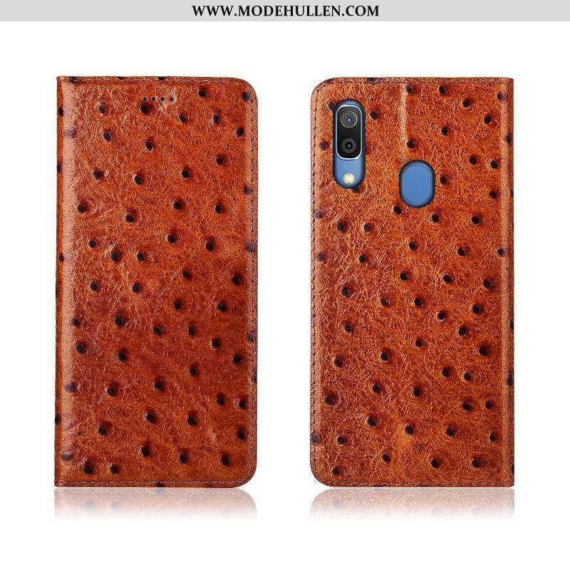 Hülle Samsung Galaxy A20e Silikon Schutz Case Handy Echt Leder Anti-sturz Braun