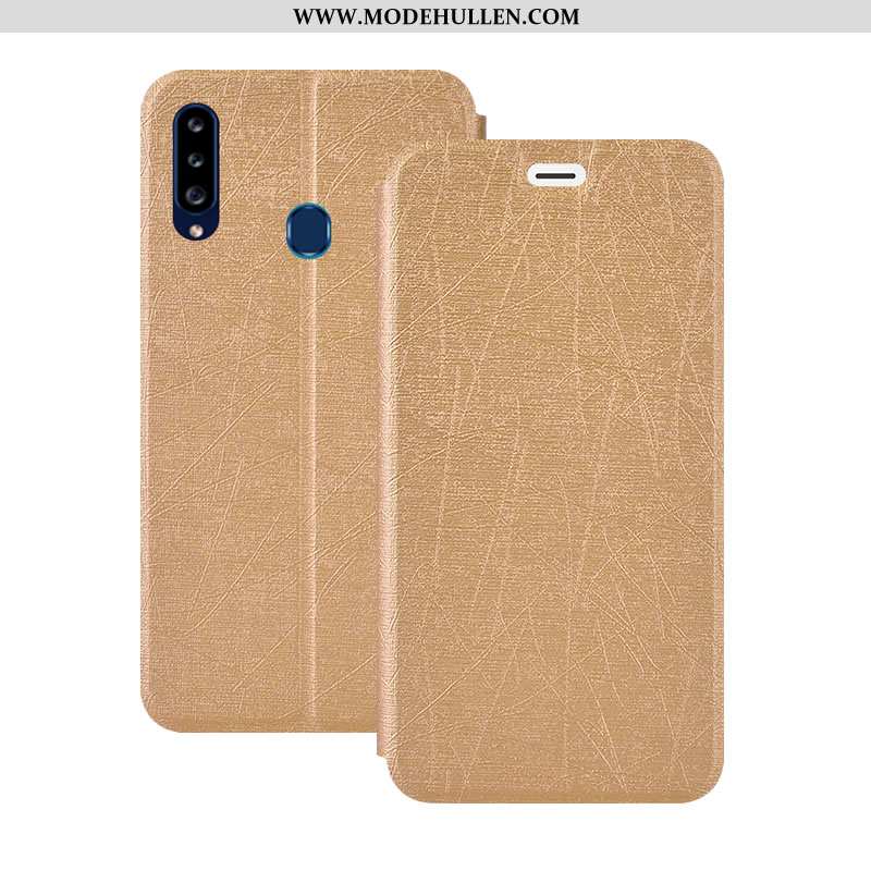 Hülle Samsung Galaxy A20s Lederhülle Schutz Folio Case Sterne Handy Rosa