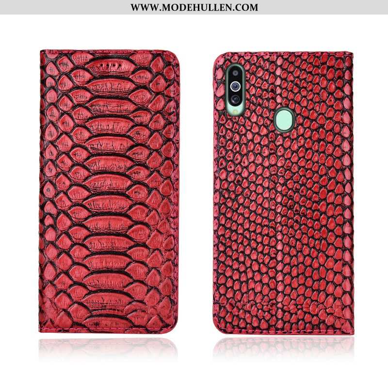 Hülle Samsung Galaxy A20s Muster Trend Case Nubuck Weiche Lederhülle Handy Schwarz