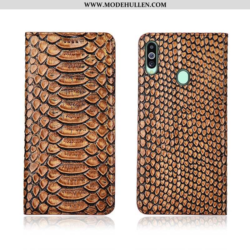 Hülle Samsung Galaxy A20s Muster Trend Case Nubuck Weiche Lederhülle Handy Schwarz