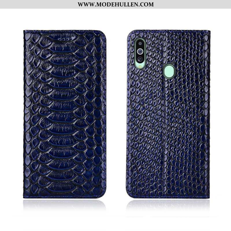 Hülle Samsung Galaxy A20s Muster Trend Case Nubuck Weiche Lederhülle Handy Schwarz