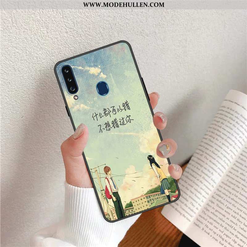 Hülle Samsung Galaxy A20s Persönlichkeit Kreativ Chinesische Art Trend Case Weiche Blau