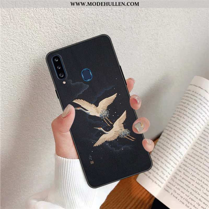 Hülle Samsung Galaxy A20s Persönlichkeit Kreativ Chinesische Art Trend Case Weiche Blau